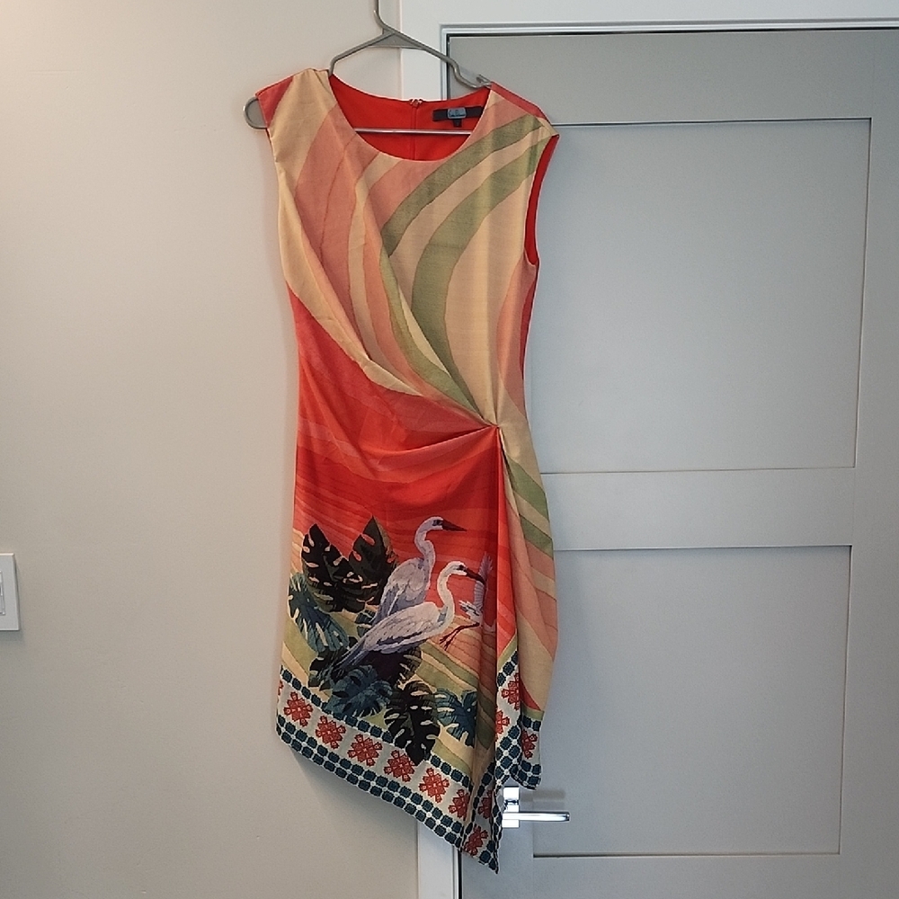 Eva Franco Red Asymmetrical Sheath Dress Cocktail
